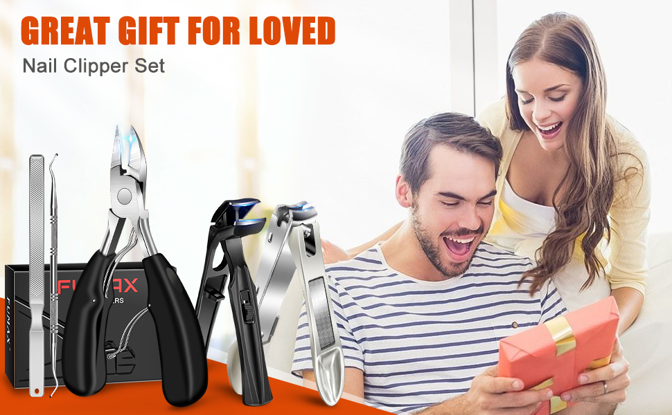 Кусачки для нігтів для літніх людей з широкими щелепами та довгою ручкою, кусачки для кутикули з кутовою головкою, для товстих нігтів, з контейнером для збору обрізків, подарунковий набір для чоловіків та жінок, чорні