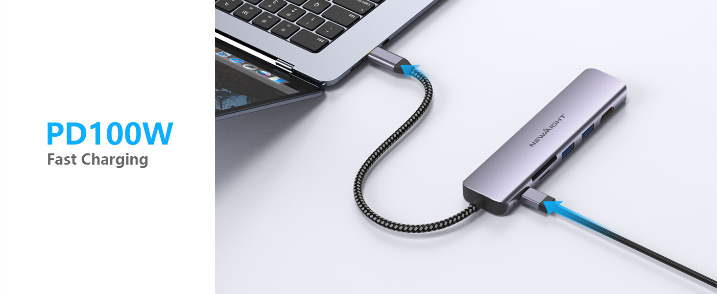 Док-станція для ноутбука Newmight з двома HDMI, підтримка 2 моніторів 4K, Ethernet 1 Gbps, PD 100W, 3 USB 3.0, SD/TF Reader, USB-C, для HP/Dell (сіра)