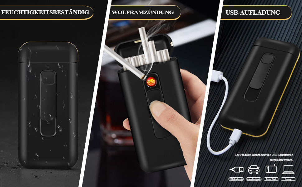 Електронне табакерне аксесуар Lafagiet XL666: кейс для сигарет з запальничкою, LED-дисплей, 18 шт. King Size, подарунок для чоловіків