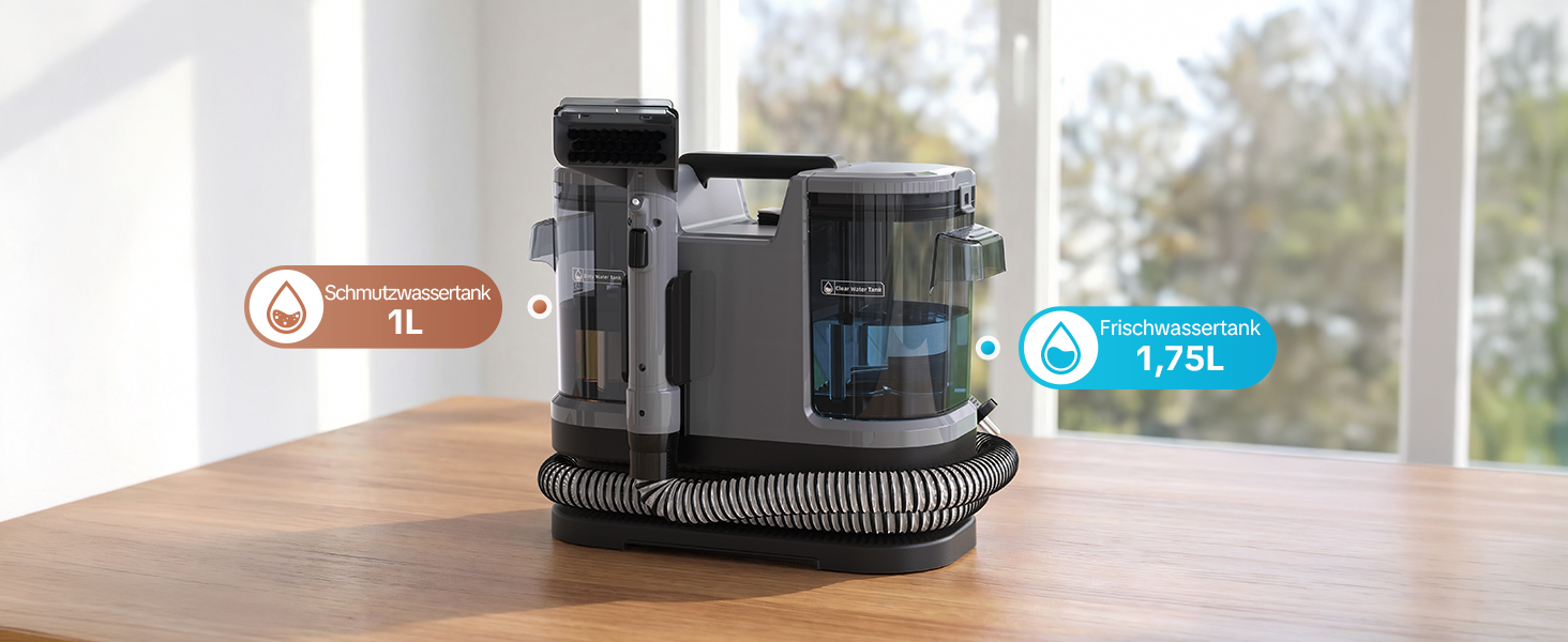 Lubluelu Пылесос для чищення мягкой мебели и ковров, 600 Вт - 18 кПа, портативный, с самоочисткой и длинным шлангом для ковров, диванов и салона автомобиля, серый