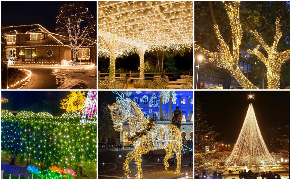 LED ліхтарна гірлянда 10м, 100 LED, тепле біле світло, для дому та саду, святкова прикраса, 8 режимів, таймер, вологостійка