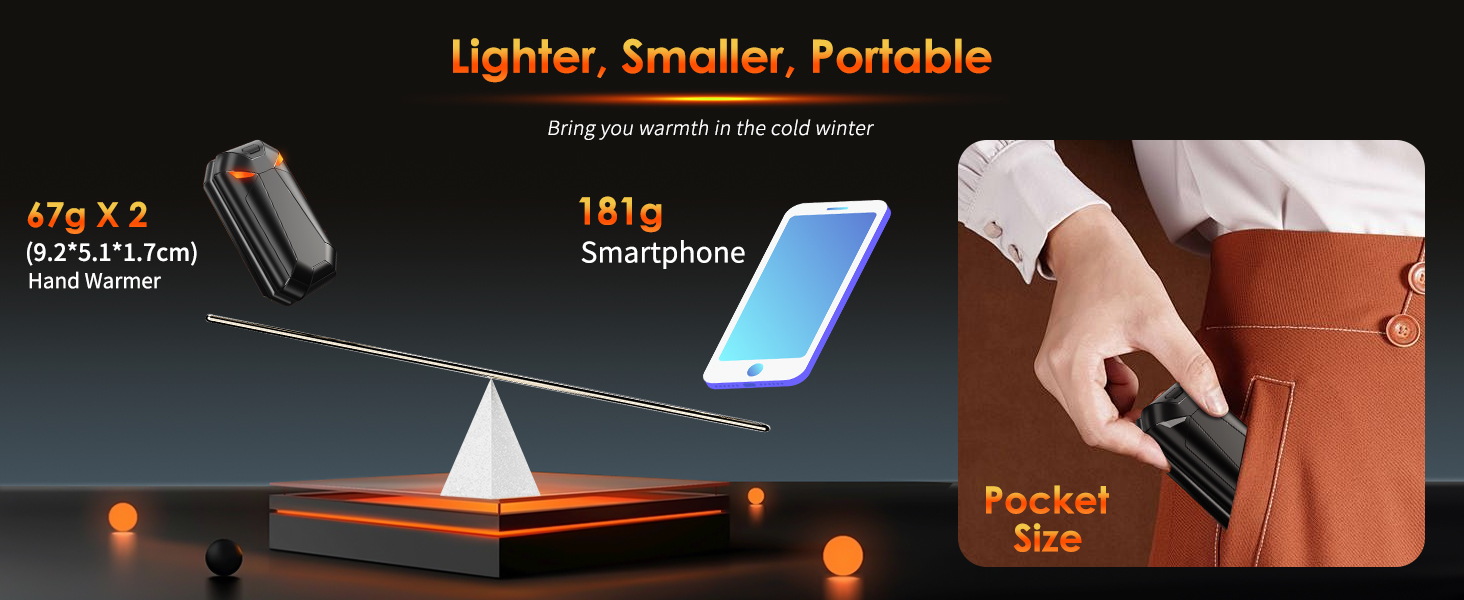 Електричні грілки для рук 2 шт. - подарунок для чоловіків на Різдво. Зігрівачі для активного відпочинку, походів, гольфу. Магнітні, акумуляторні, чорного кольору.