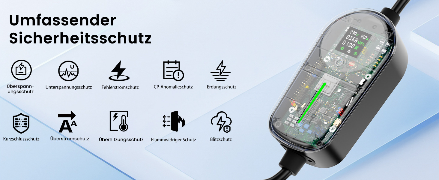 Зарядний кабель для електромобіля EzGoGo Type 2 (Schuko), 3.7 кВт, 6-16А, довжина 6.1 м