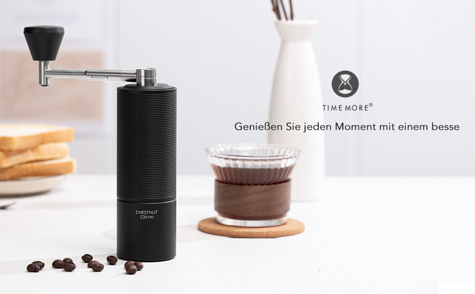 Ручна кавомолка TIMEMORE Chestnut C3s PRO з нержавіючої сталі, для еспресо та френч-прес, чорна