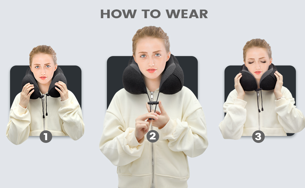 Подушка для шиї у літак - 100% Memory Foam - Зручна подушка для подорожей - з 3D-маскою для сну та навушниками - Ідеально для літака, авто, дому, офісу, чорна