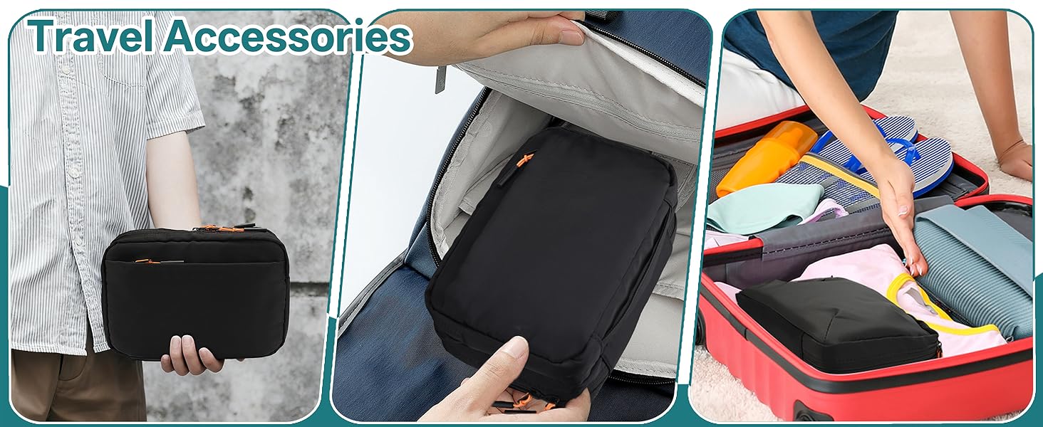 Органайзер для кабелів Teskyer - водонепроникний, портативний, для подорожей, 25 x 17 x 8 см, чорний