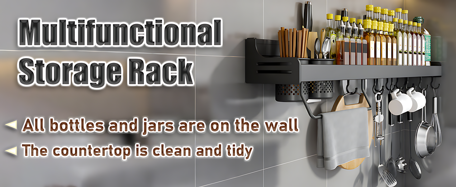 Настінна полиця для спецій, органайзер без свердління, полиці для спецій, тримач для спецій на клейкій основі, металева полиця для кухні, 50 см, сірий