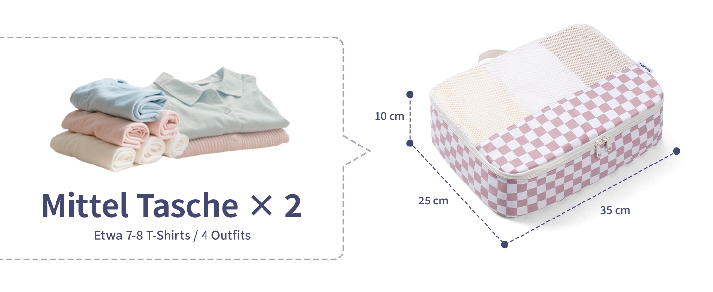 Набір органайзерів для валізи Narwey 7 шт., Packing Cubes для подорожей, рюкзаків, валіз (смугастий, Y-граублау)