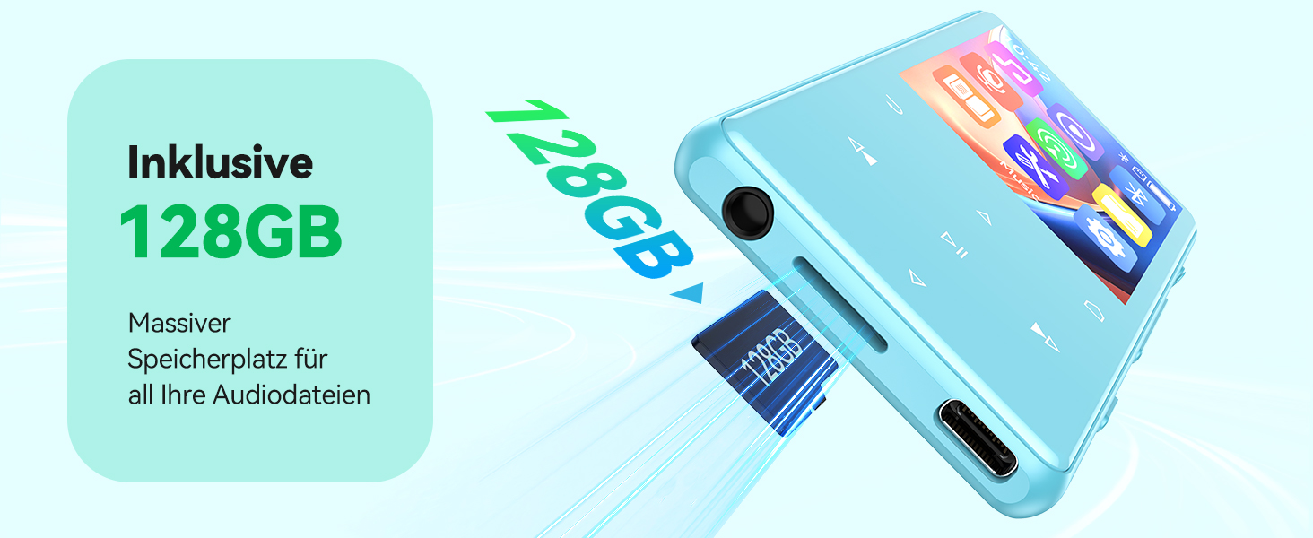 MP3 плеєр AGPTEK 128 ГБ Bluetooth 5.4, 2.4