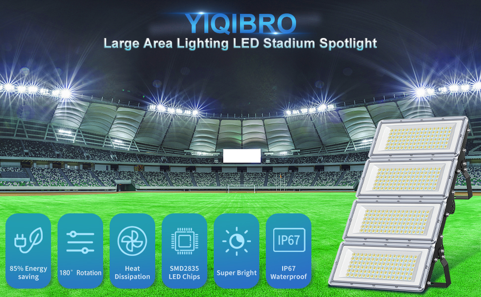Світлодіодний прожектор YIQIBRO 100W для вулиці, 10000 Лм, IP67, холодне біле світло 6500K, LED прожектор для саду, гаража, фабрики, спортивного майданчика