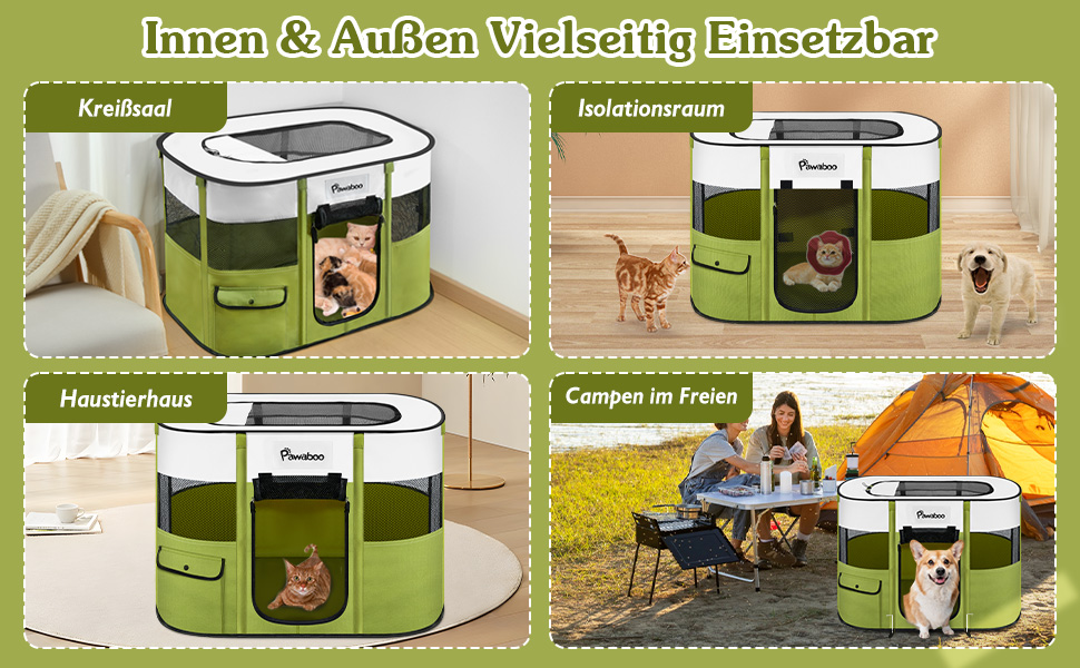 Pawaboo: Переносний вольєр для тварин, складаний вольєр для собак та котів, зелений, 90x70x60 см