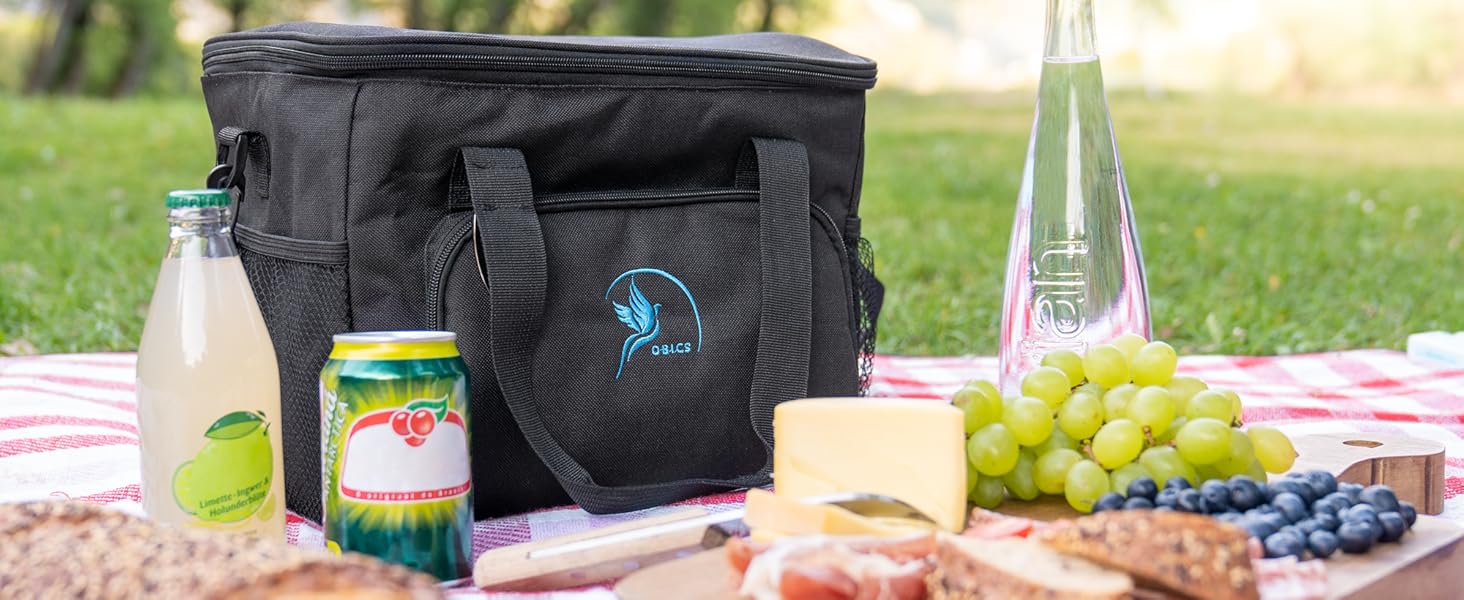 Ізольована сумка-холодильник 20/30L (складніша) для пікніка, роботи, покупок - чорна сумка-холодильник з PEVA матеріалом, 10-12 годин охолодження, з відкривачем для пляшок