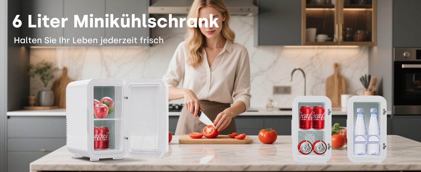 Mini холодильник Enventor 6L: портативний, для авто, кімнати, косметики, фруктів та напоїв (білий)