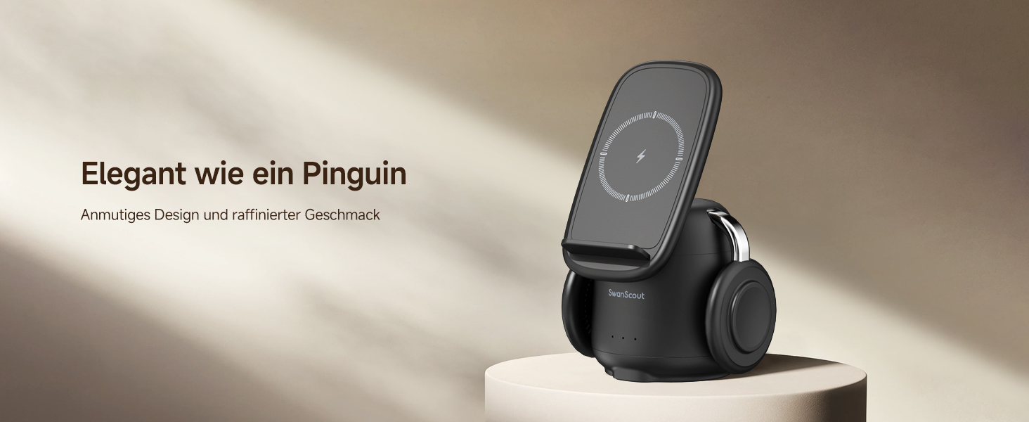 Бездротова зарядка SwanScout 3-в-1 для Samsung S25 Ultra, S24, S23, Z Flip 7, Z Fold 7, Galaxy Watch 8/Ultra/7/6/5/Buds, білий (чорний)