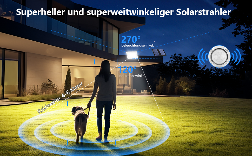 Solar Lights for Outdoors, Solar Light with Motion Sensor, 113 LED Solar Spotlight IP65 Waterproof Solar Split Wall Light with 5m Cable for Garage, Garden, Yard, Steps, Doorways, Lawn - 2 Pack