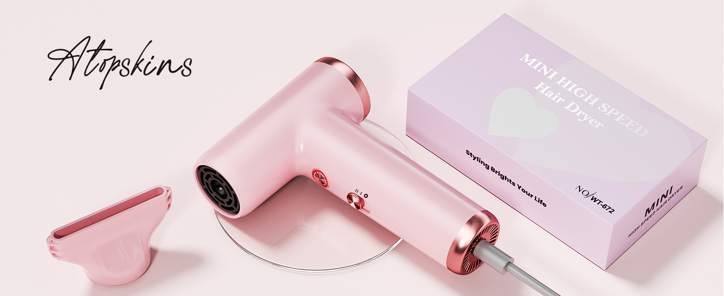 Atopskins Airstyler: Набір для укладки волосся 6 в 1 (фен-щітка, плойка, об'єм, укладка, рожевий)