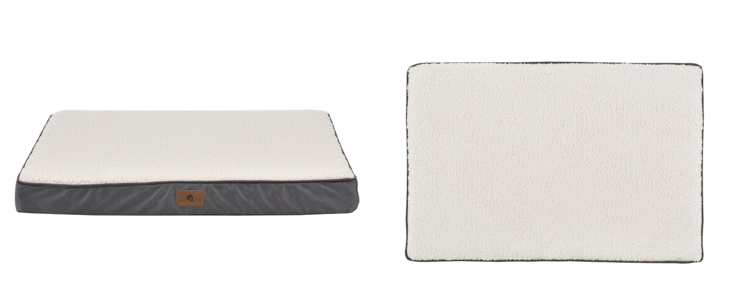 Ортопедичне ліжко для собак Juskys Milow, 76x51 см - м'яке та стабільне, знімний та пральний чохол - подушка для собак, килимок для маленьких собак - сірий (81 x 112 x 8 см, бежевий)