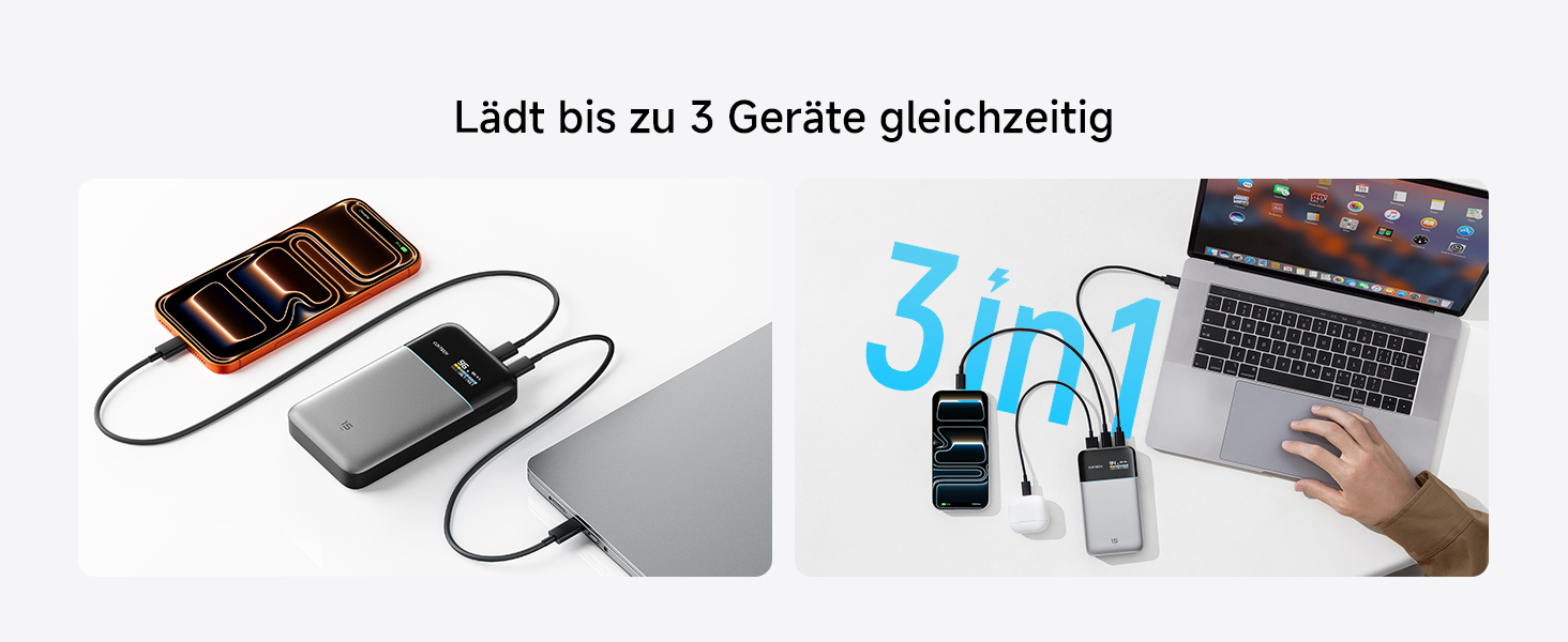 Повербанк CUKTECH 15 Air 15000mAh 100W з цифровим дисплеєм та швидкою зарядкою USB-C для iPhone 16/15/14/13, Samsung Galaxy, iPad, ноутбуків Dell