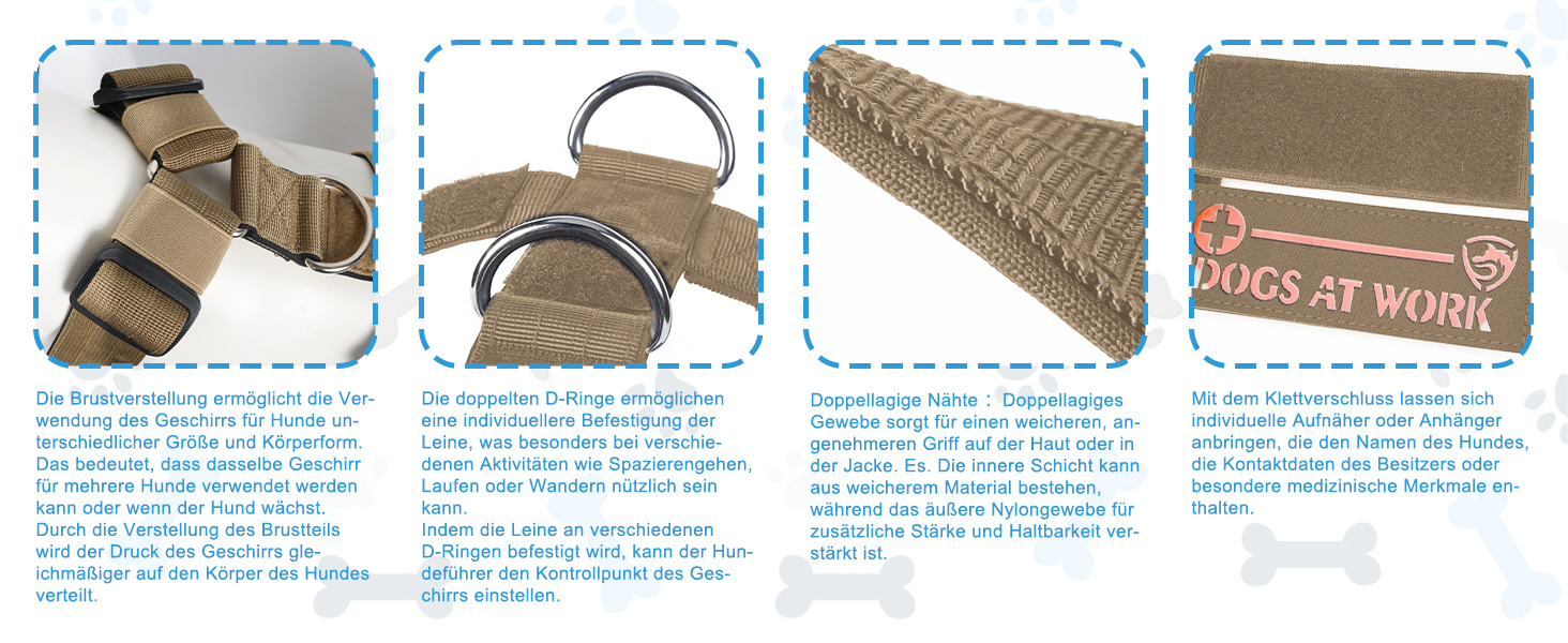 Нашийник для собак FeimaX для великих порід, тактичний, дихаючий, зручний, міцний, безпечний, хакі (M)