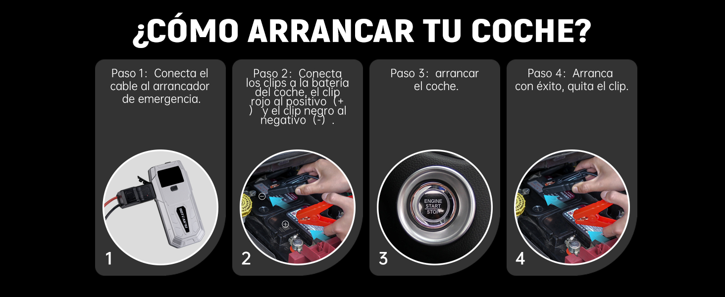 Powerbank Starthilfe для автомобіля з LED-ліхтариком, великим екраном та функцією бустера для акумулятора, підходить для SUV, мотоцикла та газонокосарки