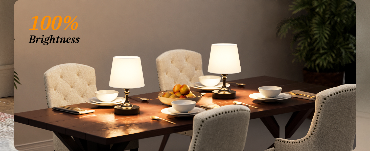 LED настільна лампа бездротова з торшером з льону, сенсорне керування, регулювання яскравості, білий колір, USB-C, для спальні, вітальні, кухні, декор (латунь), 40см, 24см