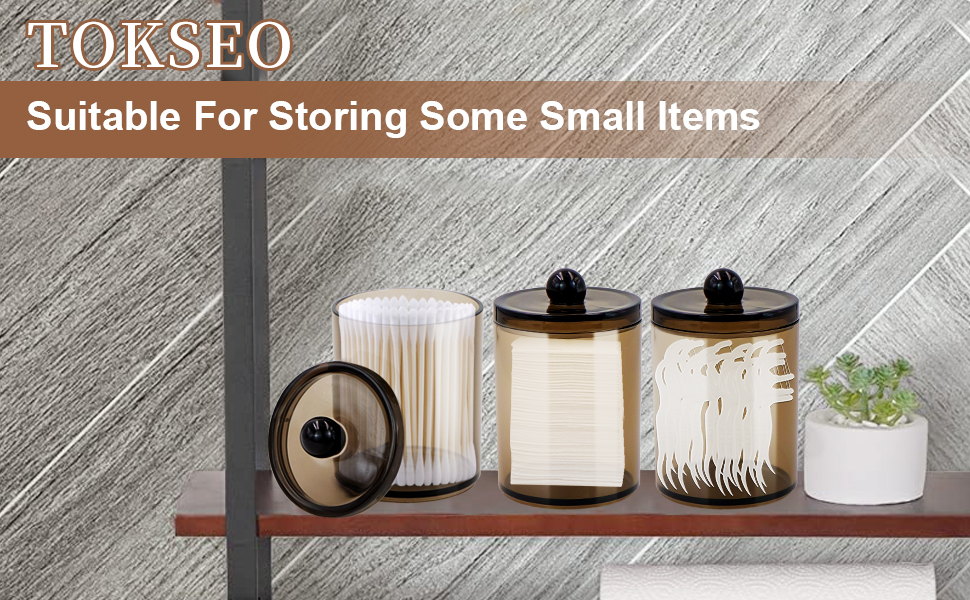 Органайзер для ватних паличок TOKSEO (3 шт.), ватніків, зубної нитки, косметики, чорного кольору