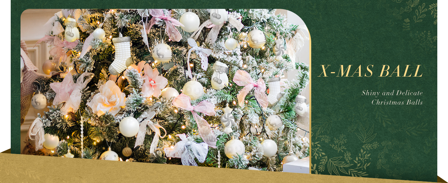 Набір ялинкових прикрас SOLEDI® 128 шт. Преміум якість, пластикові кулі білого кольору з зіркою на верхівку. Міцний та безпечний набір прикрас з петельками. Різнокольорові ялинкові кулі, багаторазовий декор для Різдва.