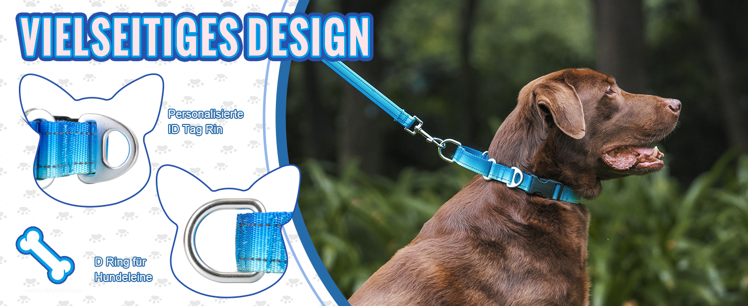 Нашийник для собак Martingale, світловідбиваючий, з зупиняючою функцією, для великих, середніх та маленьких собак, нейлон, блакитний, розмір L