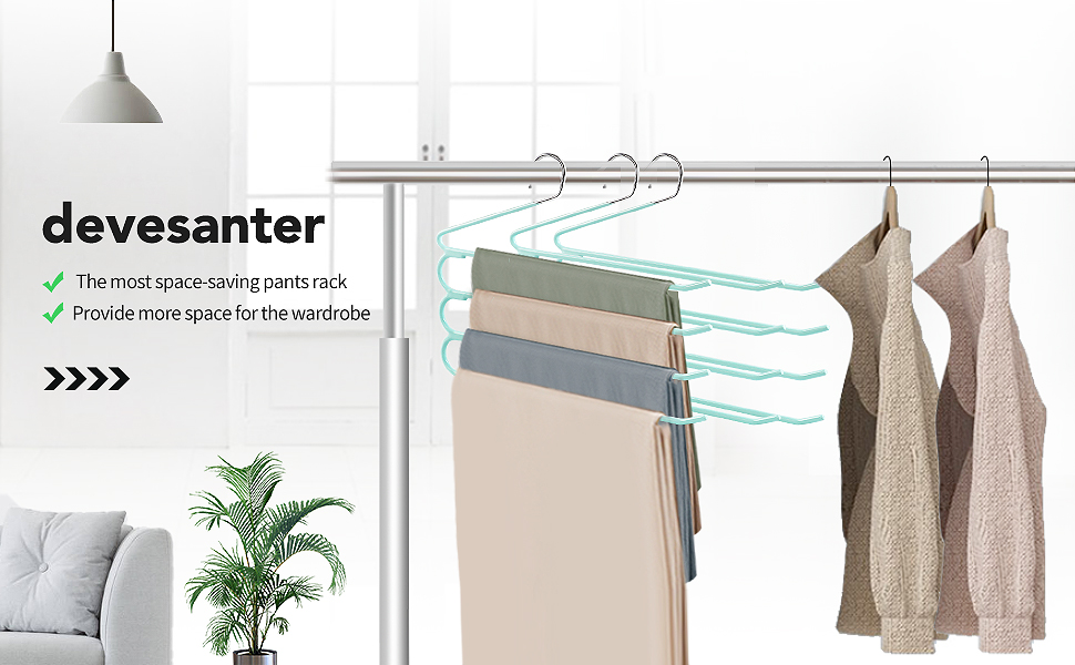 Набір вішалок для штанів, джинсів, краваток та шарфів, нержавіюча сталь, протиковзкі, економія місця (3 шт.), чорний (зелений)