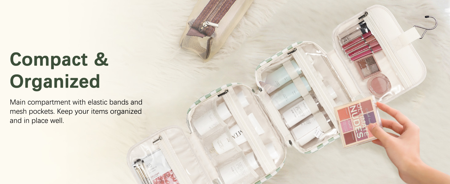 Косметичка для жінок Narwey з петлею для підвішування, велика, органайзер для косметики, сітка м'ятного кольору (середній)