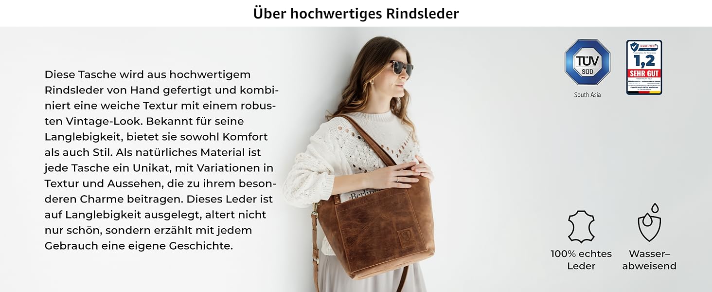 Сумка жіноча шкіряна через плече Berliner Bags Verona вінтажний стиль, велика сумка-шопер з YKK блискавкою, колір верблюжий