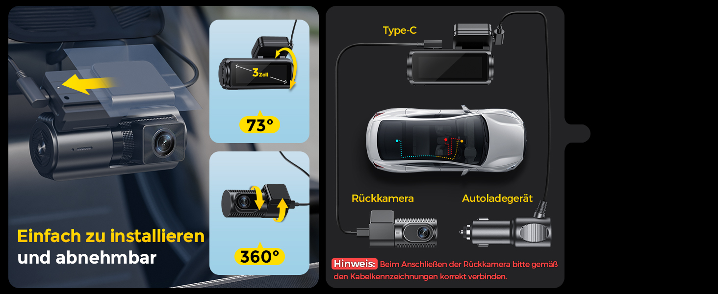 Автомобільний відеореєстратор GKU 4K+4K передній та задній, сенсор STARVIS 2, HDR нічна зйомка (Deep Black)