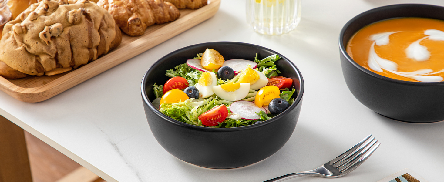 Набір супових та салатних мисок Vancasso PLAYA, 6 шт., 0.9 л, чорний, кераміка