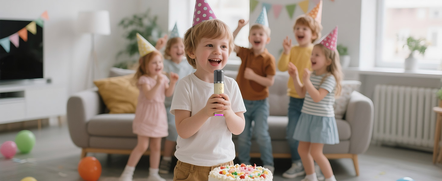 Караоке машина з 2 мікрофонами, Bluetooth, LED-підсвітка, 5 ефектів голосу, для дітей та сім'ї