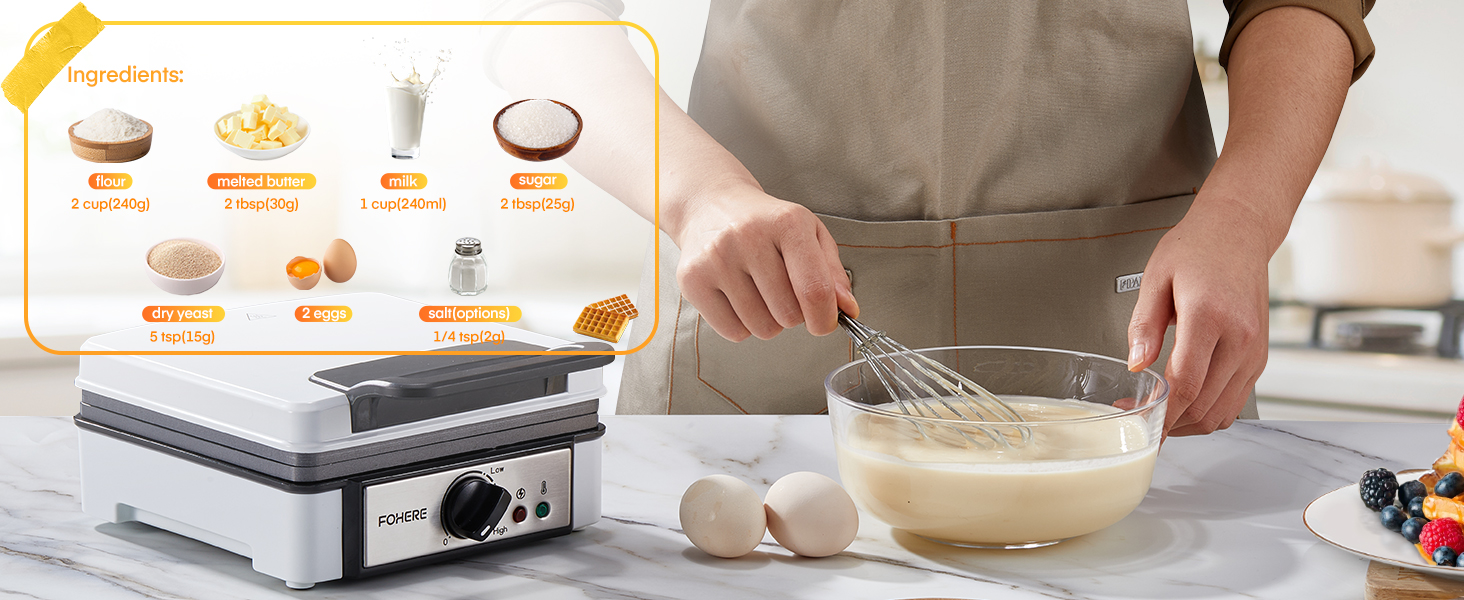 Електричний вафельниця FOHERE 2 шт. | 1200 Вт | Вафельниця, гриль для сендвічів, тостер | Антипригарне покриття