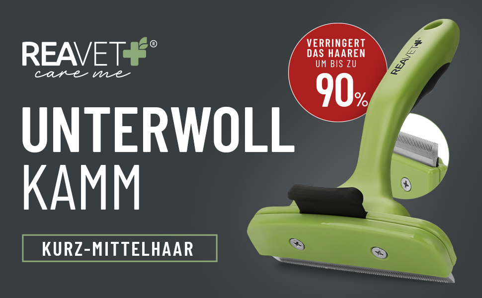 Гребінець для видалення підшерстя ReaVET для собак та котів з короткою шерстю, середніх порід. Видаляє підшерстя, доглядає за верхнім шаром шерсті, з кнопкою самоочищення. Ідеальний для сезонного линяння. (Великий, L)