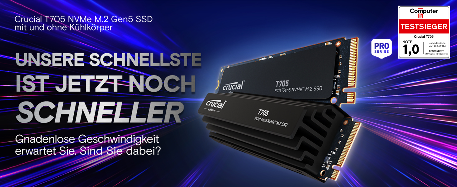 SSD Crucial T705 1TB PCIe Gen5 NVMe M.2 - Швидкий накопичувач з інтерфейсом PCIe Gen5