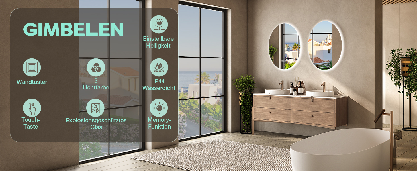 Круглий дзеркало для ванної кімнати з підсвічуванням 80 см, 3 кольори світла, регулювання яскравості, проти запотівання, сенсорне управління, функція пам'яті, LED, енергозберігаючий