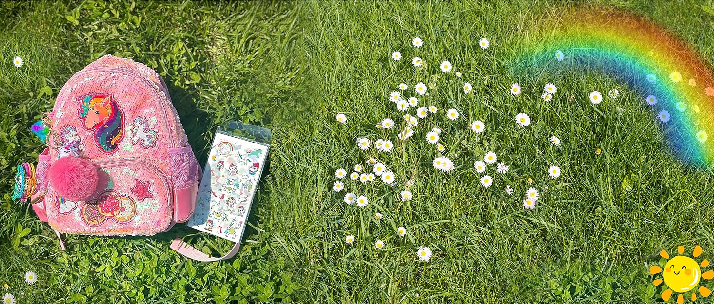 Рюкзак Єдиноріг для дівчинки, дитячий рюкзак з паєтками, персоналізований рюкзак Каваї для школи, рюкзак у дитячий сад/школу, подарунок на день народження/Новий рік, рожевий, 33 см