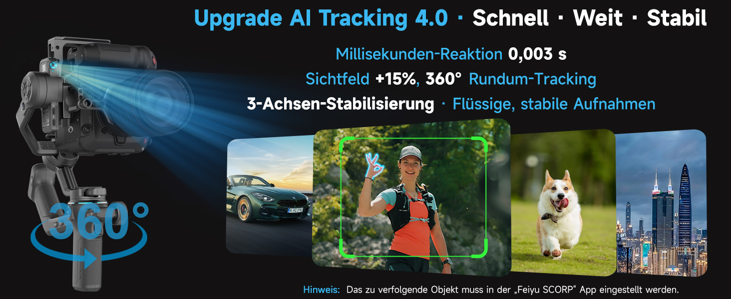 FeiyuTech SCORP-C2 Gimbal: Стабілізатор з AI-трекінгом 4.0, до 3.5 кг, 14 годин роботи, для Vlog, YouTube, фото та відео