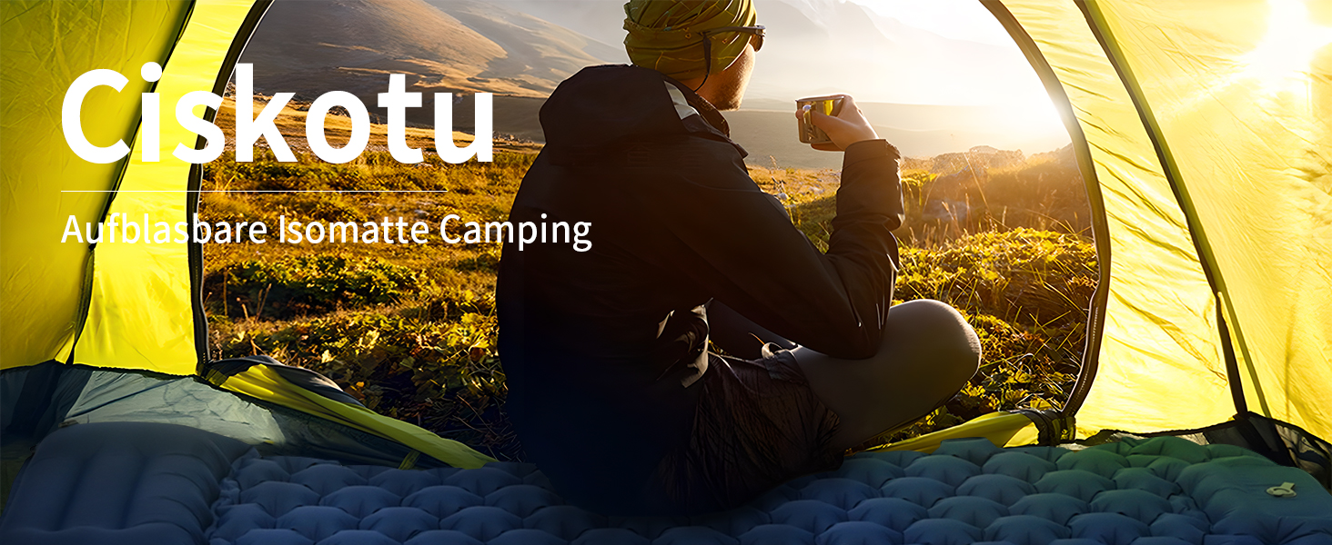 Килимок туристичний самонадувний Ciskotu 8 см з подушкою для кемпінгу, пікніків та подорожей (синьо-сірий)