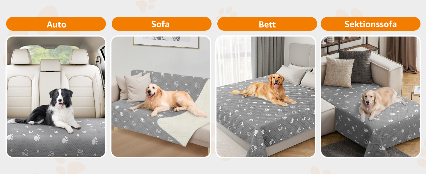 Водонепроникний килимок для собак Pick For Life, 137x208 см. Захист диванів та ліжок. Легко миється, підходить для великих та маленьких собак (сірий & білий)