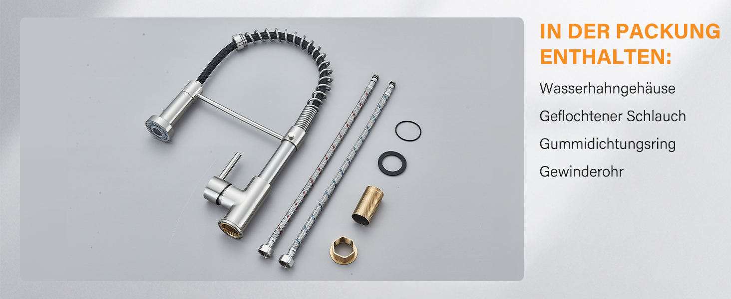 Кран кухонний Hbronzeshower з висувною лійкою, 360° обертання, нержавіюча сталь, щіткований нікель