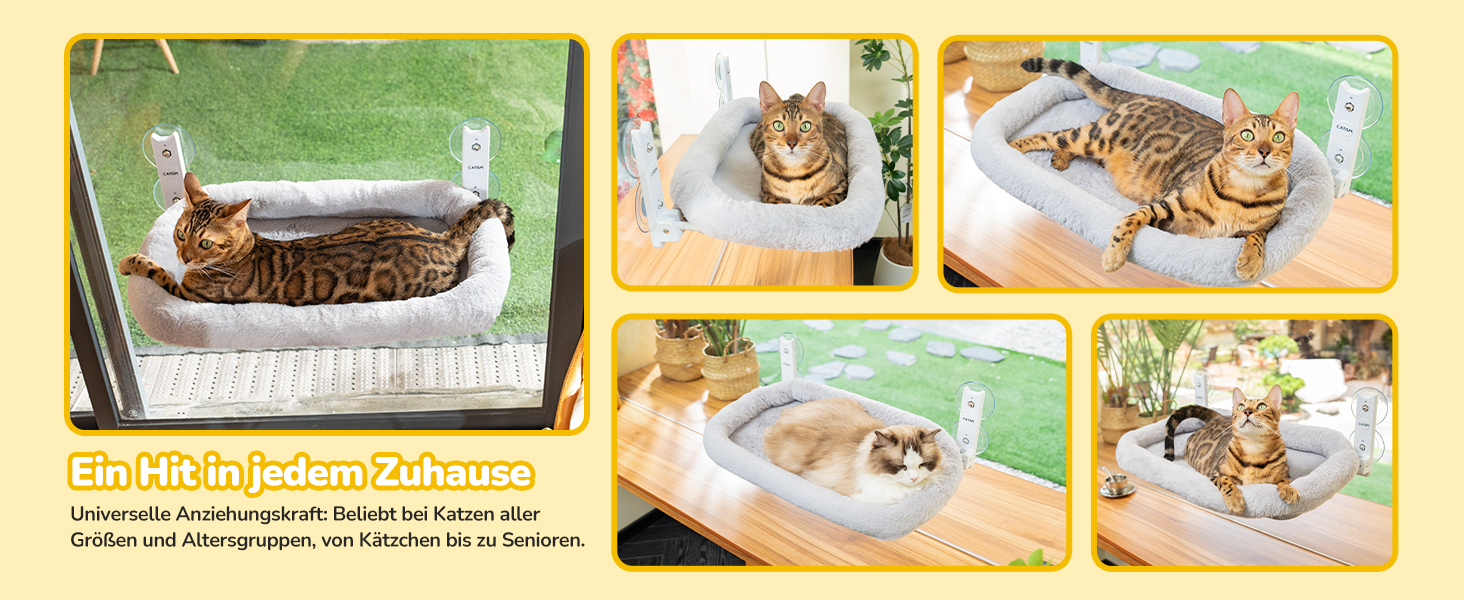 Кішка гамак на вікно CATISM з подушкою, 52x30 см, до 20 кг, сірий, для котів