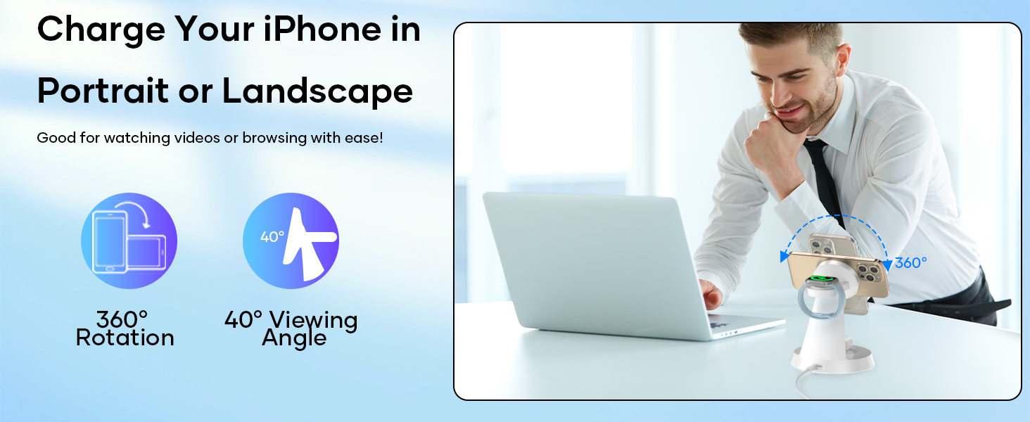 Зарядна станція Mag-Safe 3-в-1: для iPhone, Apple Watch, AirPods (біла)