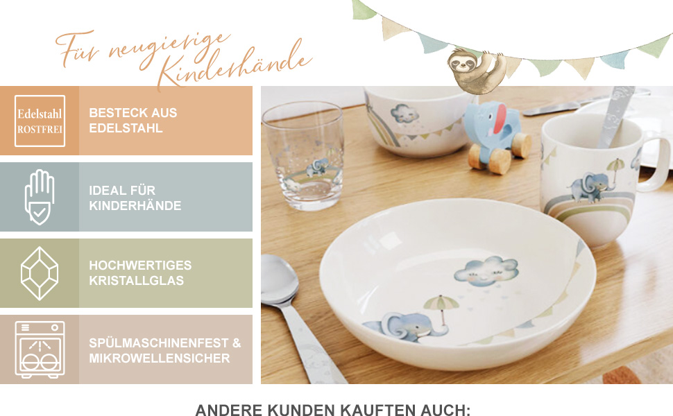 Дитячий набір столових приборів Villeroy & Boch Boho Kids, 4 шт., нержавіюча сталь, сріблястий/платиновий, для миття в посудомийній машині