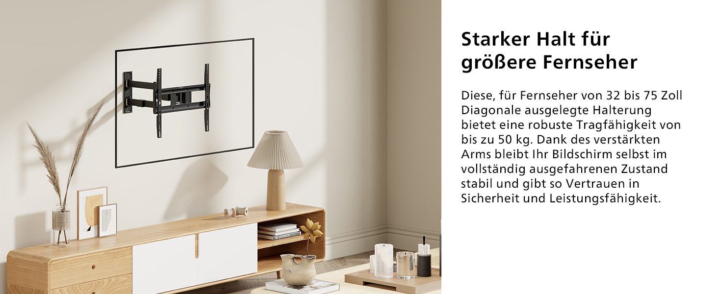 Універсальний настінний кронштейн для телевізора Philips Full-Motion, для LCD/LED ТВ 32-75 дюймів, нахильний та поворотний, VESA 75x75-400x400 мм, до 50 кг