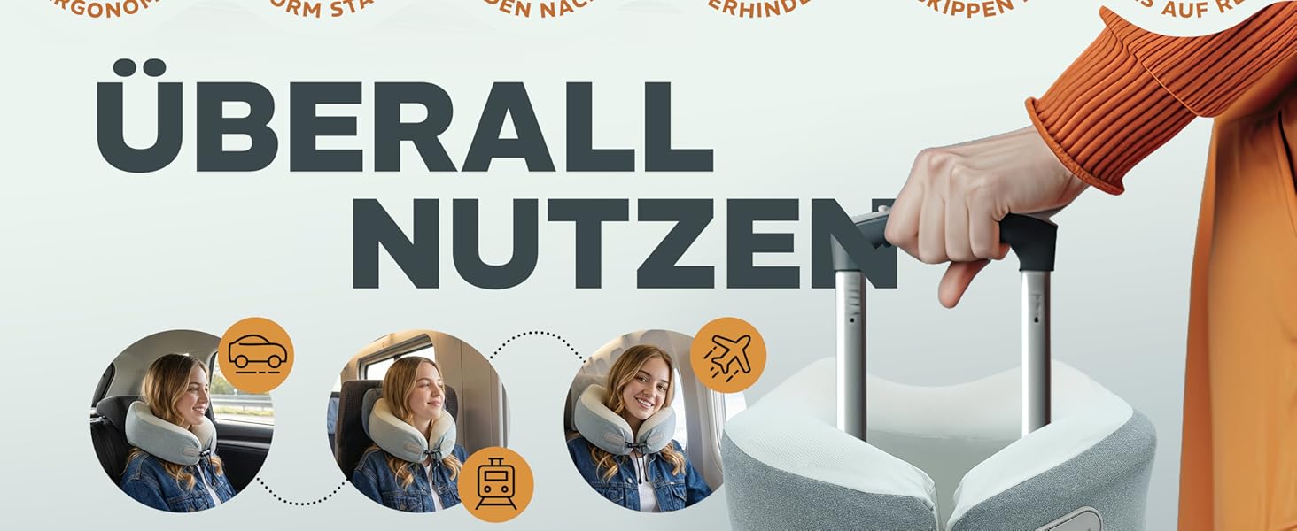 Подушка для шиї Sei Design для подорожей на літаку з Memory Foam, сірого кольору 32x32x11 см