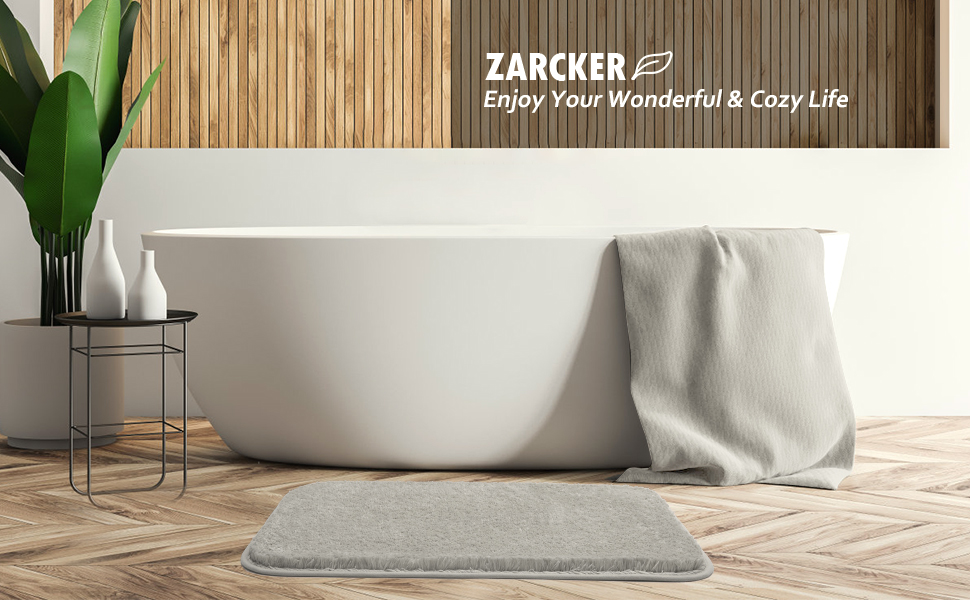 Килимок для ванної кімнати ZARCKER 50x80 см, неслизький, швидковисихаючий, для ванни, душу, унітазу, сірий
