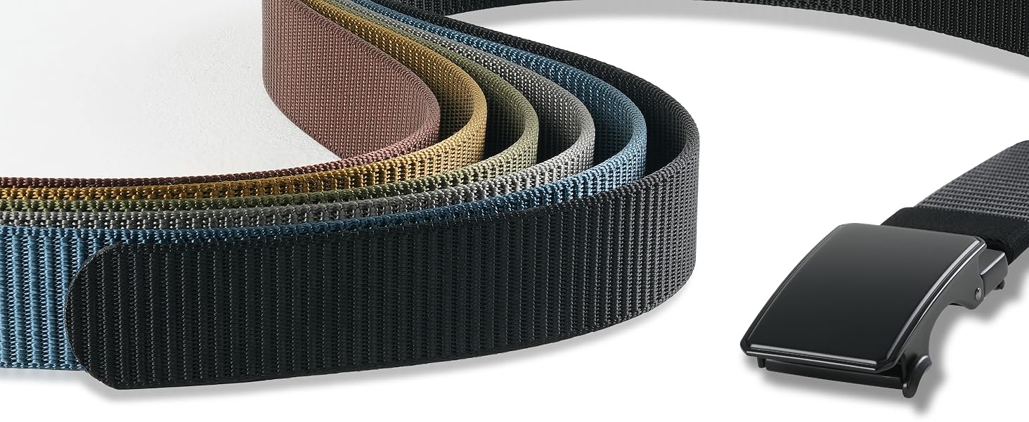 Чоловічий шкіряний ремінь JUKMO з автоматичною застібкою, нейлон 3,8 см, розмір M (91-105 см), чорний